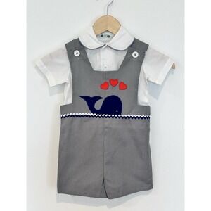 Vintage 1980s Hop Skip & Jump Gray Whale Shortall Set Size 3T‎ Chattanooga